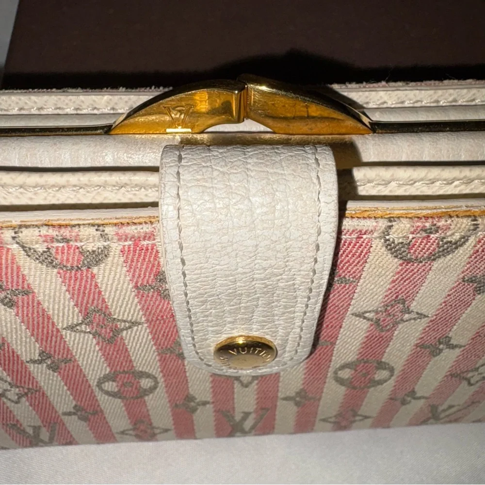 LOUIS VUITTON *rare* Mini Lin Croisette Portefeuille Viennois Pink/Rouge Wallet - Picture 6 of 15